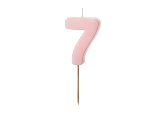 Birthday candle, number 7 - light pink, 5,5 cm