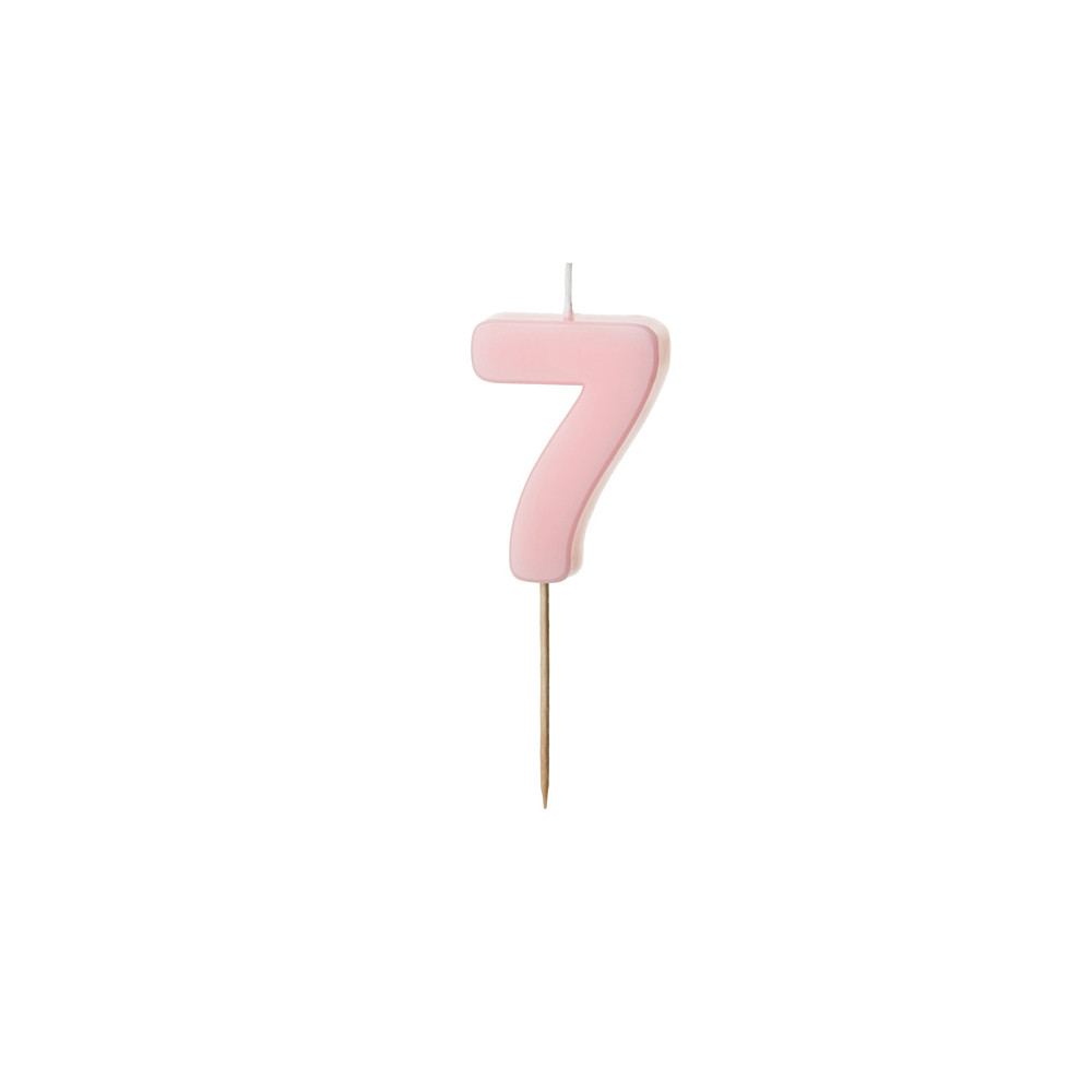 Świeczka urodzinowa cyferka 7 - jasnoróżowa, 5,5 cm
