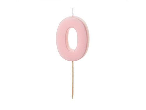 Birthday candle, number 0 - light pink, 5,5 cm