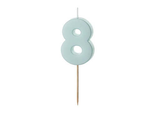 Birthday candle, number 8 - light blue, 5,5 cm