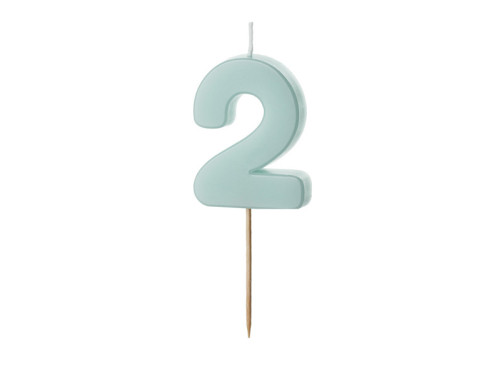 Birthday candle, number 2 - light blue, 5,5 cm