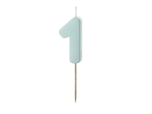 Birthday candle, number 1 - light blue, 5,5 cm