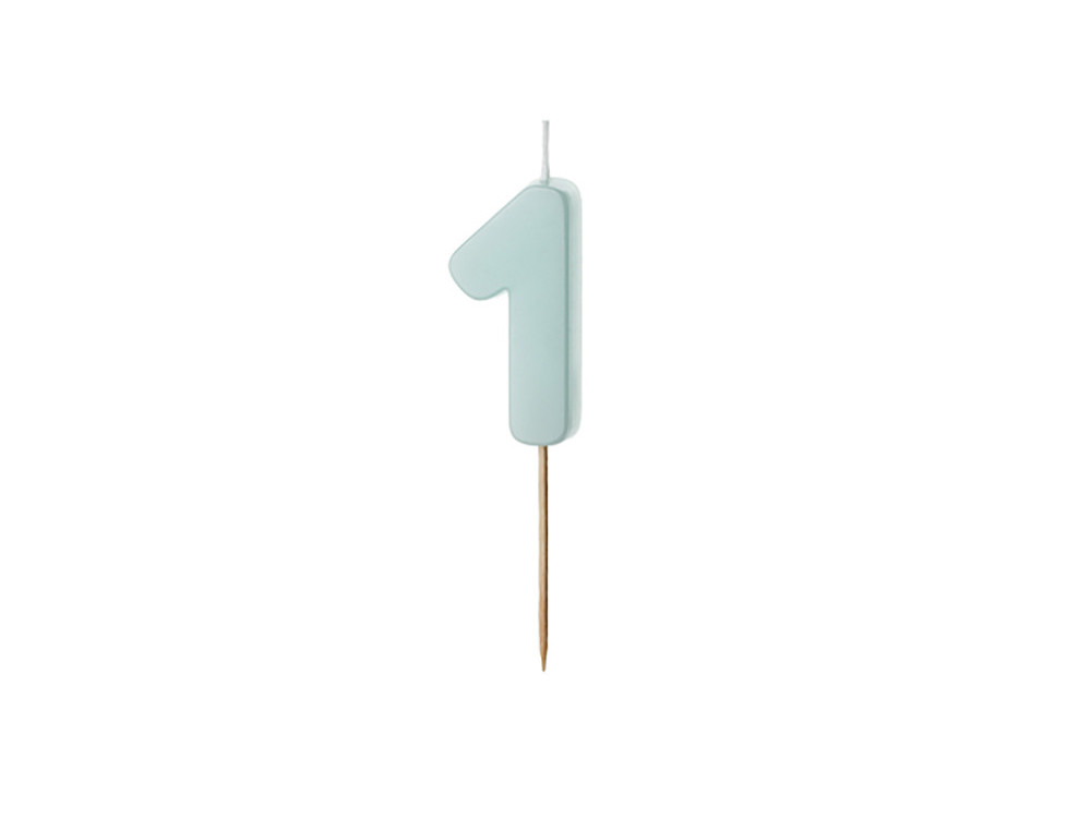 Birthday candle, number 1 - light blue, 5,5 cm
