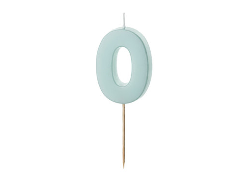 Birthday candle, number 0 - light blue, 5,5 cm