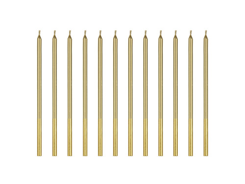 Birthday candles - gold, 14 cm, 12 pcs.