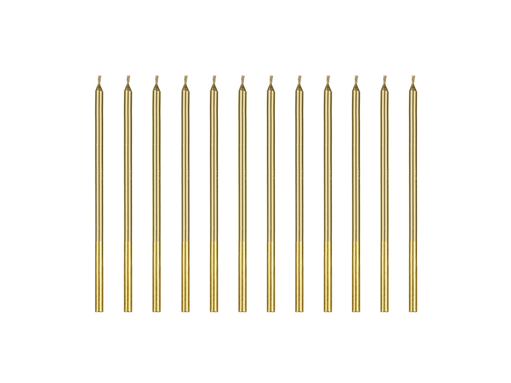 Birthday candles - gold, 14 cm, 12 pcs.