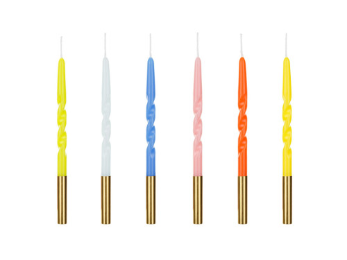 Birthday twisted candles - multicolor, 14 cm, 6 pcs.