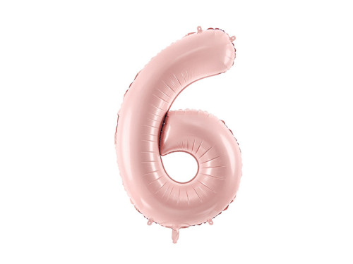 Foil balloon number 6 - light pink, 72 cm