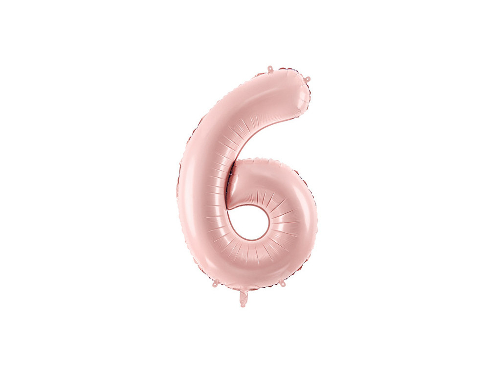 Foil balloon number 6 - light pink, 72 cm