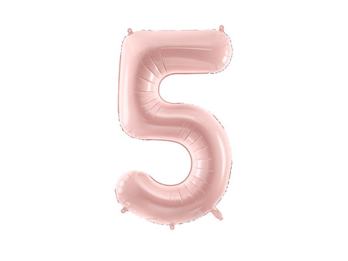 Foil balloon number 5 - light pink, 72 cm