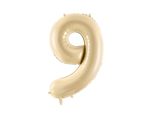 Foil balloon number 9 - beige, 72 cm