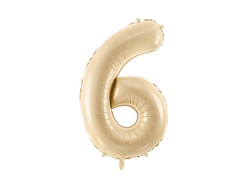 Foil balloon number 6 - beige, 72 cm
