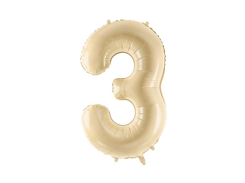 Foil balloon number 3 - beige, 72 cm