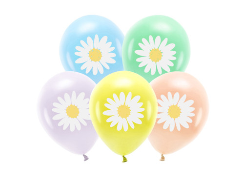 Latex Pastel Eco balloons Daisies - multicolor, 30 cm, 5 pcs.