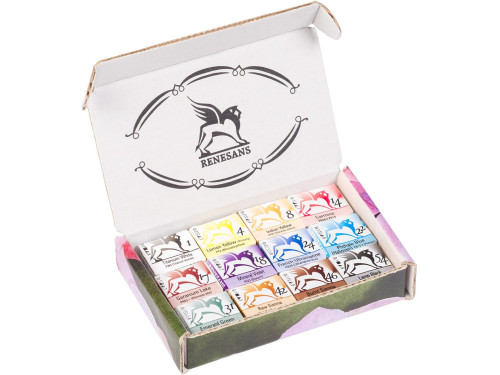 Set of watercolors paints in half pans Eco Box - Renesans - 12 pcs.