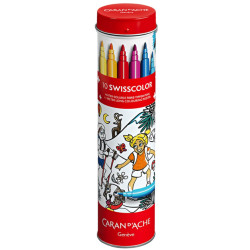 Set of watercolor felt tip pens and coloring book - Caran d'Ache - 10 pcs.