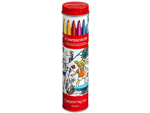 Set of watercolor felt tip pens and coloring book - Caran d'Ache - 10 pcs.