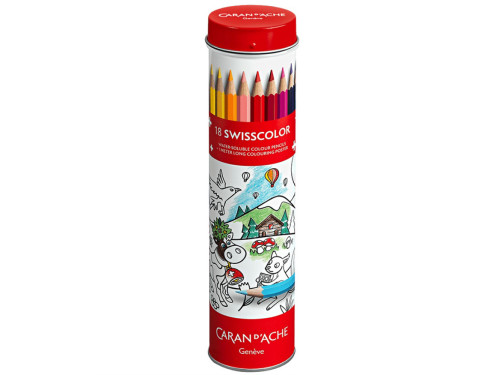 Watercolor Swisscolor colored pencils with coloring book - Caran d'Ache - 18 pcs.