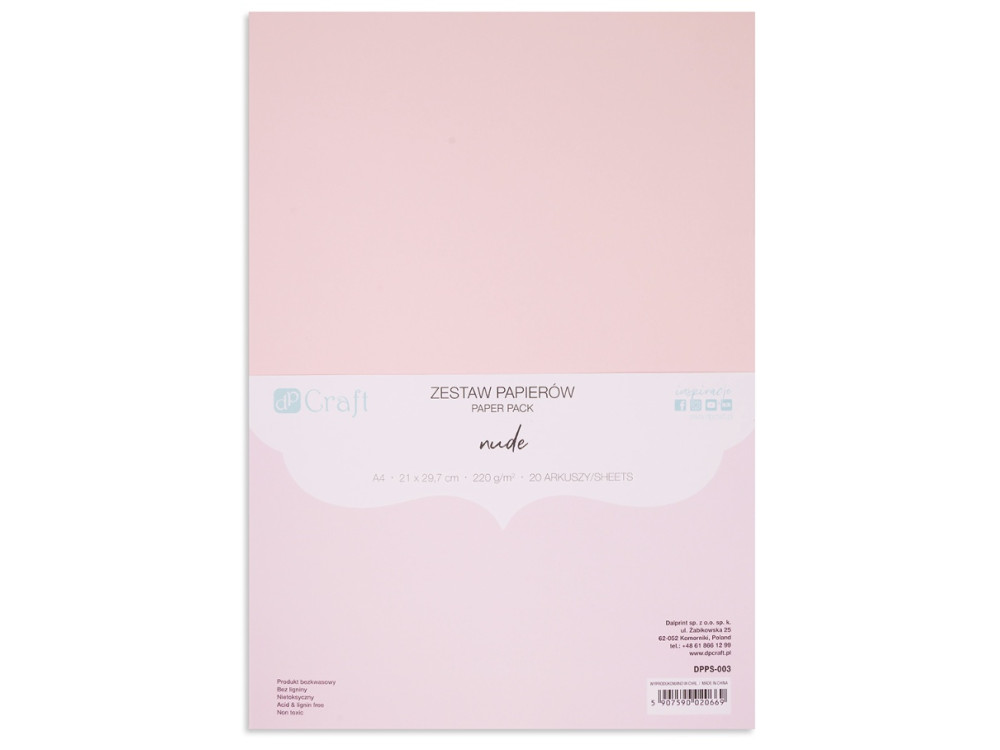 Paper Pack - DpCraft - Nude, A4, 220 g, 20 sheets