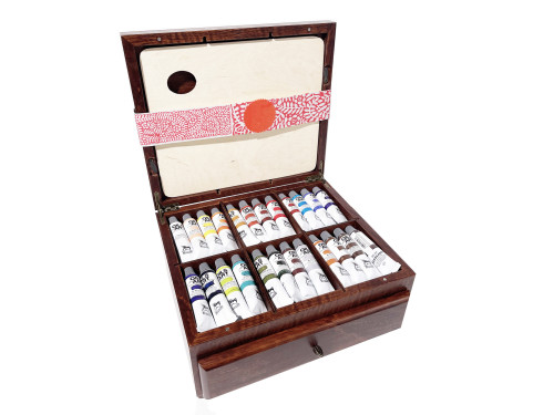 Oils for Art oil paints in wooden trunk - Renesans - 24 colors x 20 ml