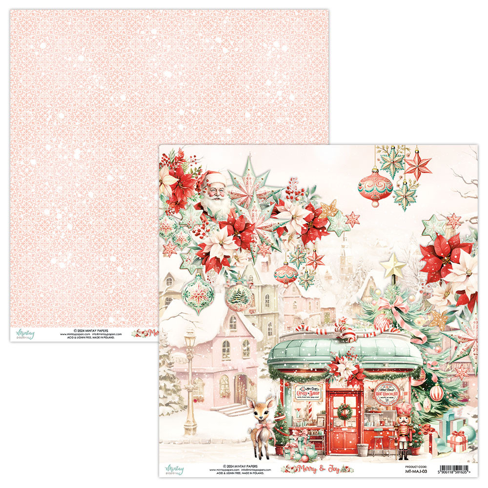 Papier do scrapbookingu 30,5 x 30,5 cm - Mintay - Merry & Joy 03