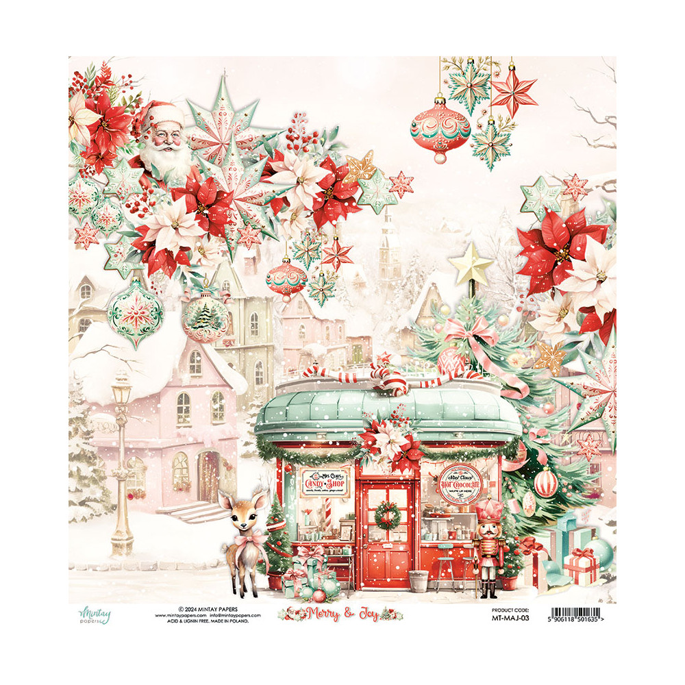 Papier do scrapbookingu 30,5 x 30,5 cm - Mintay - Merry & Joy 03
