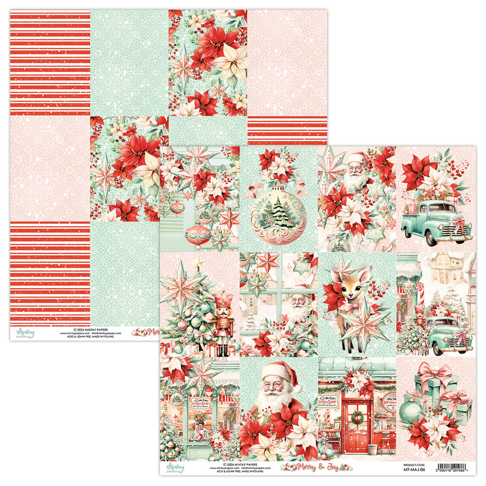 Papier do scrapbookingu 30,5 x 30,5 cm - Mintay - Merry & Joy 06