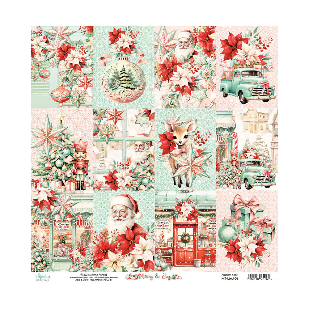 Papier do scrapbookingu 30,5 x 30,5 cm - Mintay - Merry & Joy 06