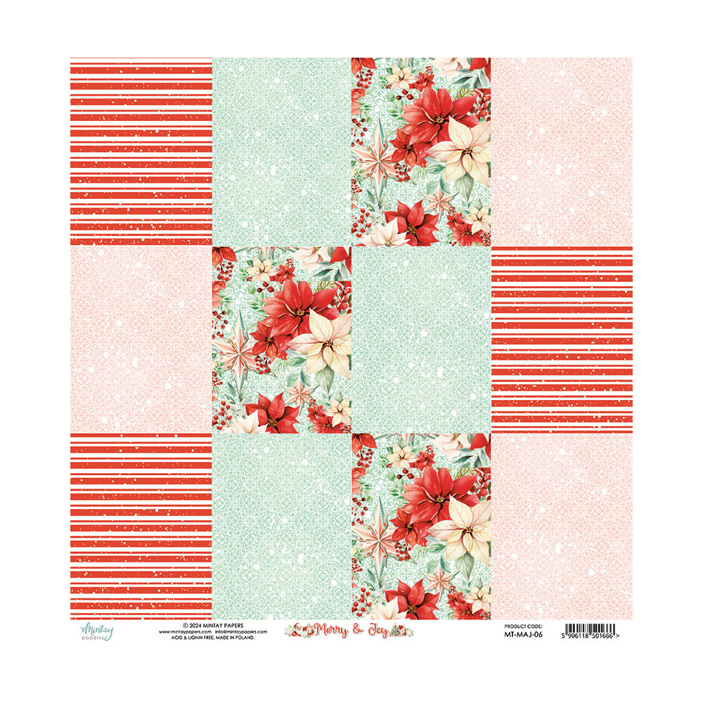 Papier do scrapbookingu 30,5 x 30,5 cm - Mintay - Merry & Joy 06
