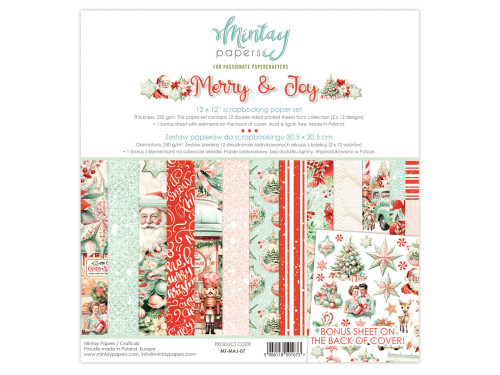 Set of scrapbooking papers 30,5 x 30,5 cm - Mintay - Merry & Joy