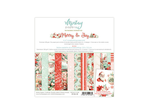 Set of scrapbooking papers 15,2 x 15,2 cm - Mintay - Merry & Joy