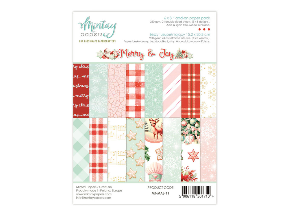 Zeszyt uzupełniający z papierami do scrapbookingu - Mintay - Merry & Joy