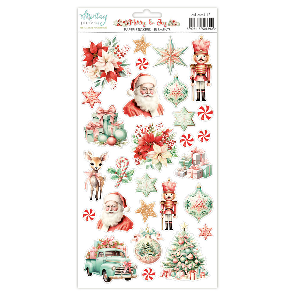 Zestaw naklejek papierowych 15,2 x 20,3 cm - Mintay - Merry & Joy
