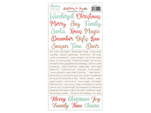 Zestaw naklejek papierowych 15,2 x 20,3 cm - Mintay - Merry & Joy, wersja angielska