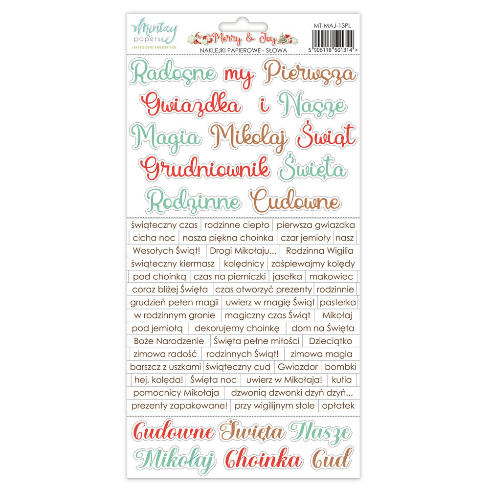 Zestaw naklejek papierowych 15,2 x 20,3 cm - Mintay - Merry & Joy