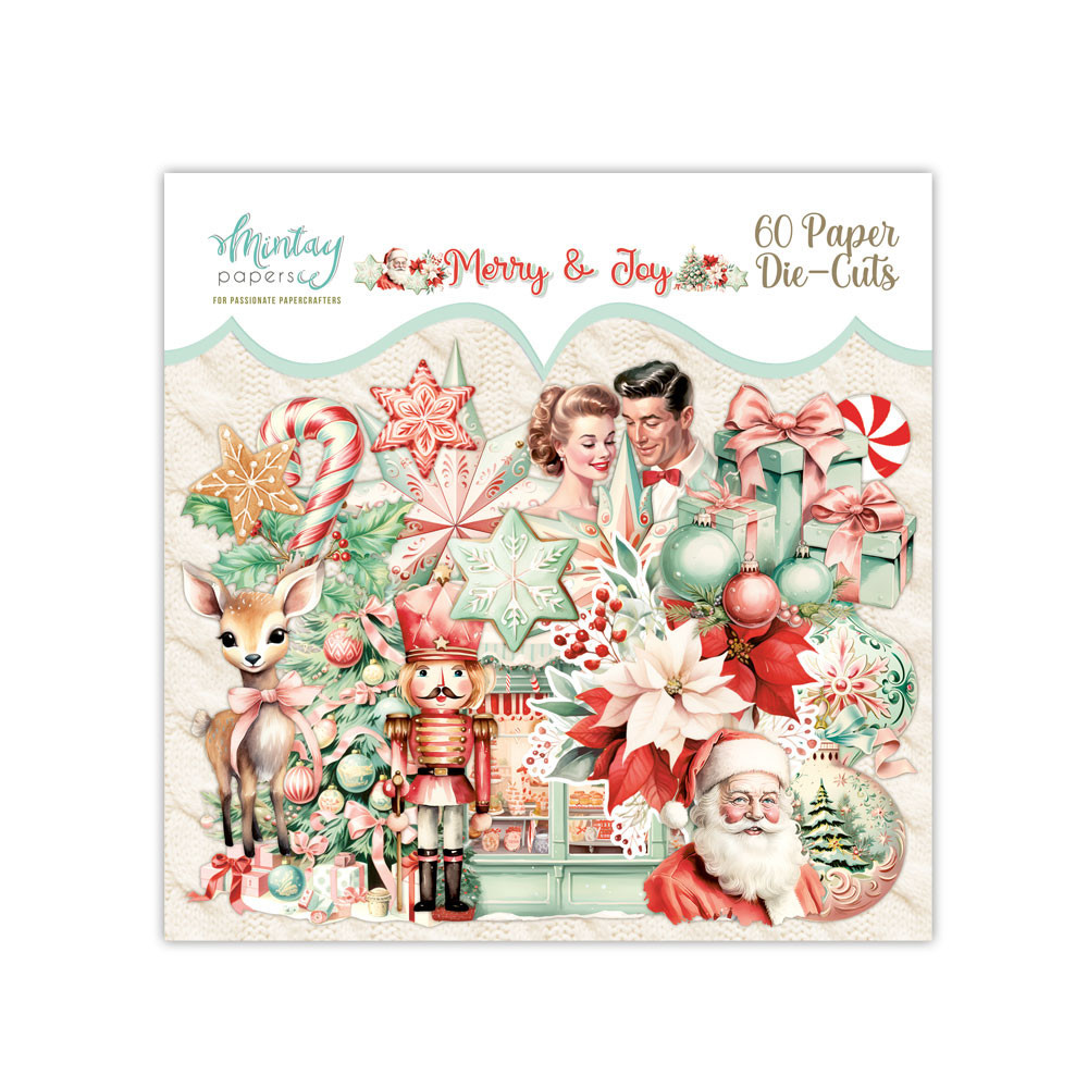 Set of paper die-cuts - Mintay - Merry & Joy, 60 pcs.