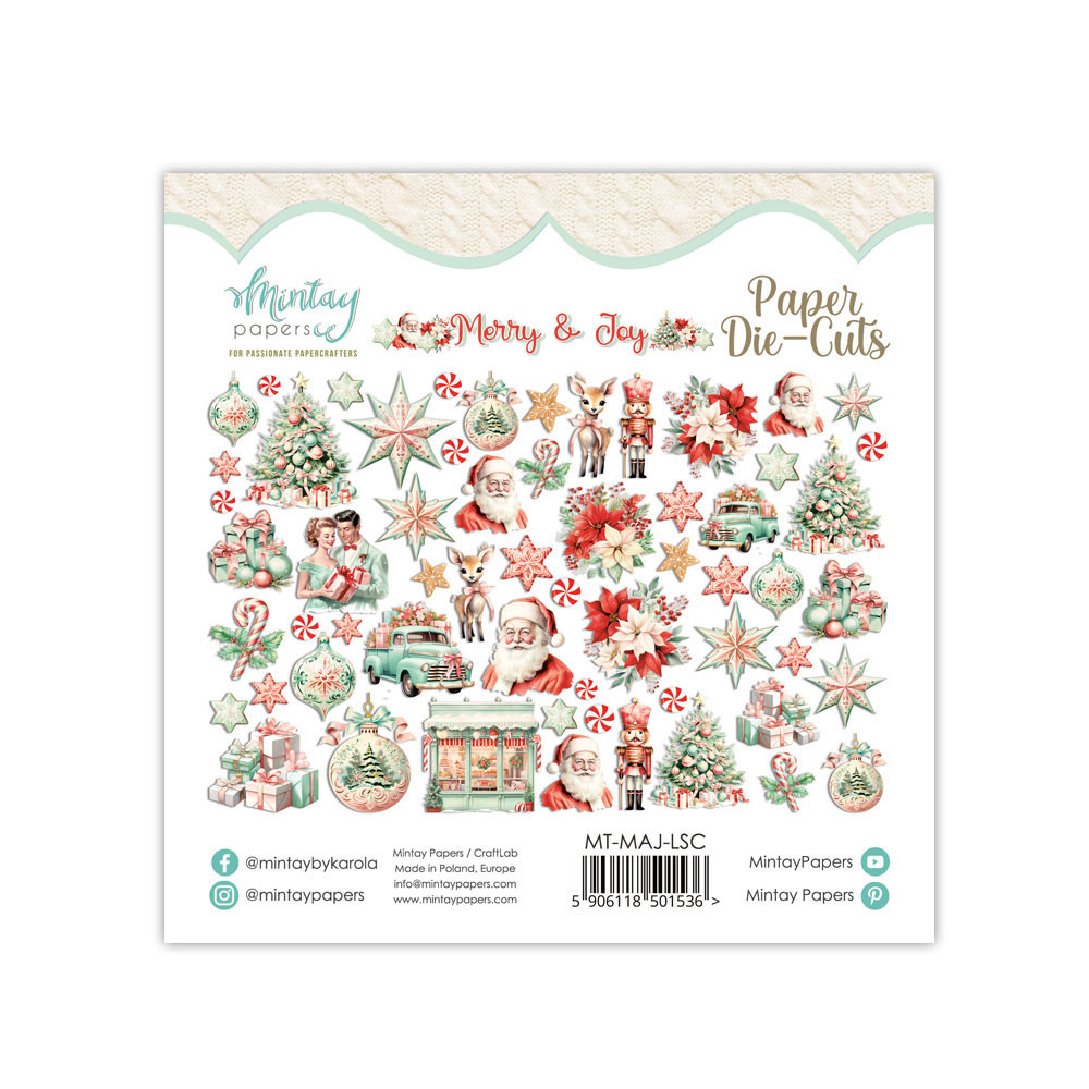 Set of paper die-cuts - Mintay - Merry & Joy, 60 pcs.