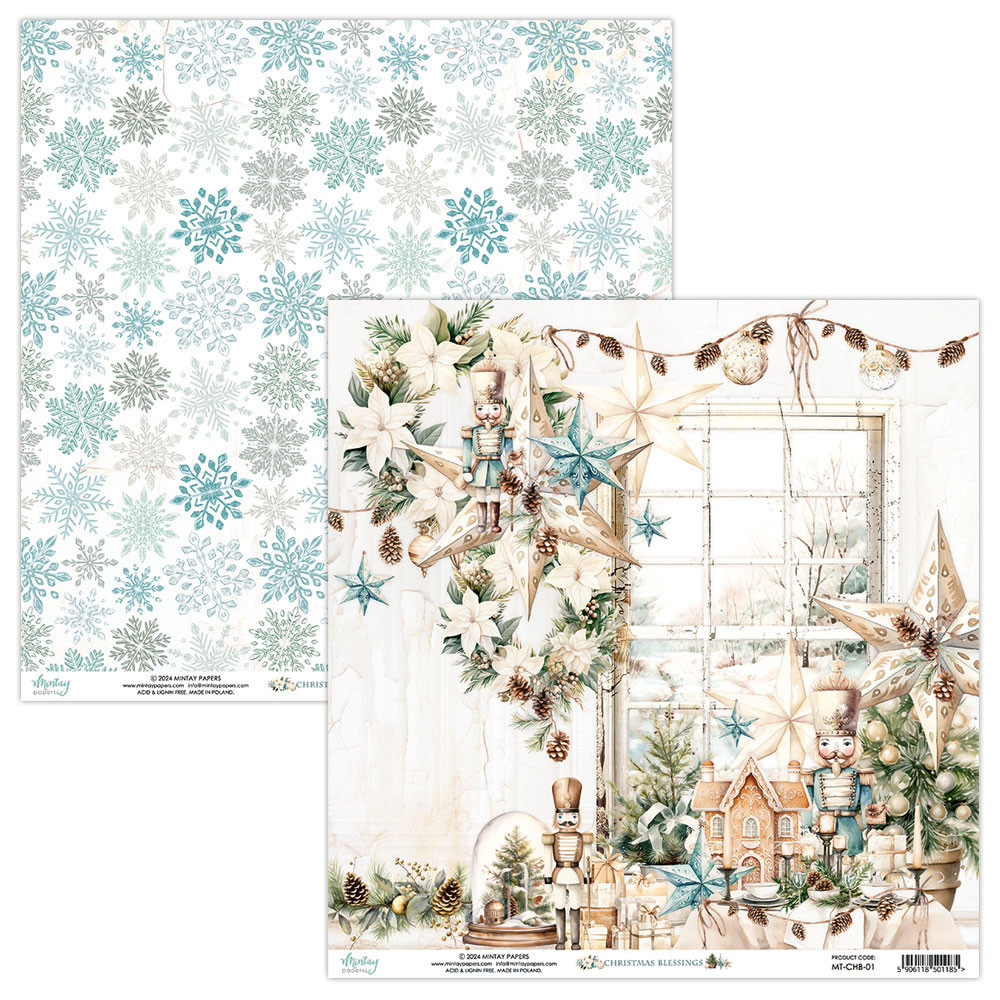 Scrapbooking paper 30,5 x 30,5 cm - Mintay - Christmas Blessings 01