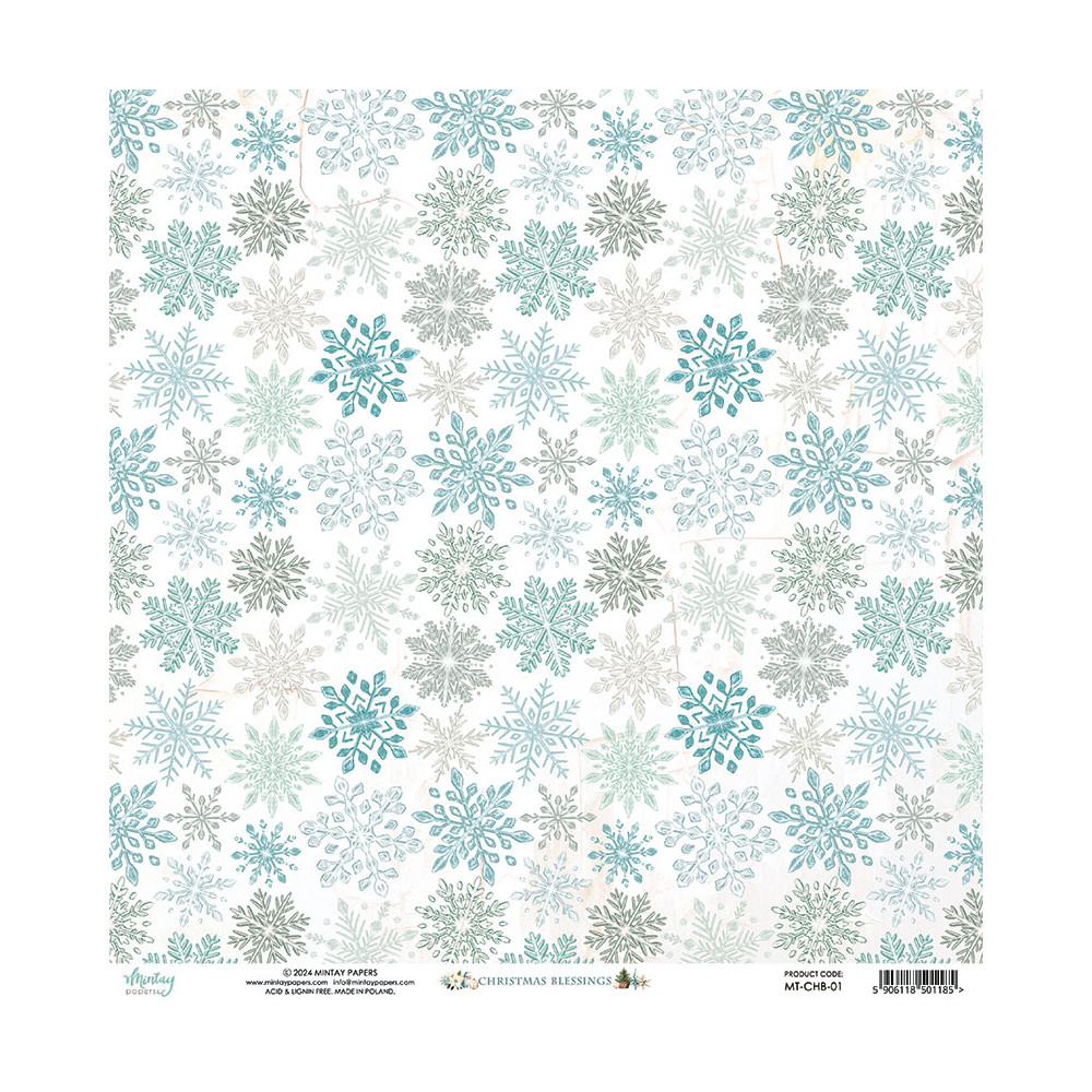 Scrapbooking paper 30,5 x 30,5 cm - Mintay - Christmas Blessings 01