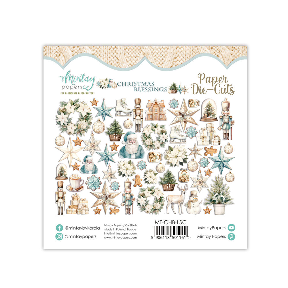 Set of paper die-cuts - Mintay - Christmas Blessings, 60 pcs.