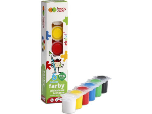 Zestaw farb plakatowych - Happy Color - 6 kolorów x 25 ml