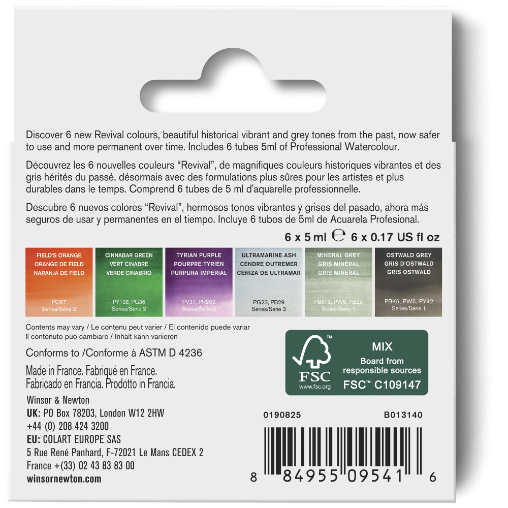 Zestaw farb akwarelowych Professional Revival - Winsor & Newton - 6 kolorów x 5 ml