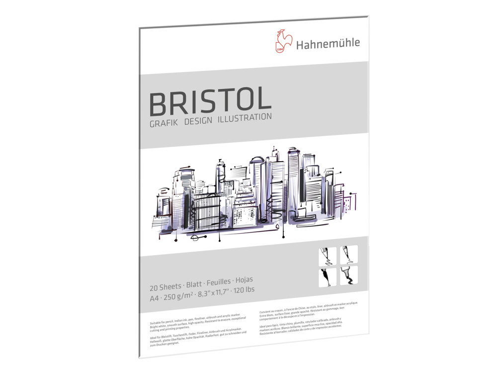 Blok do markerów Bristol - Hahnemühle - A4, 250 g, 20 ark.