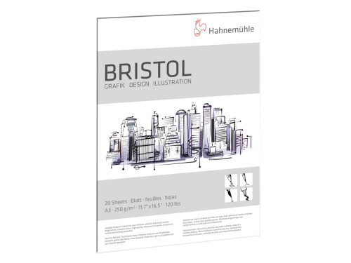 Bristol paper pad - Hahnemühle - A3, 250 g, 20 sheets