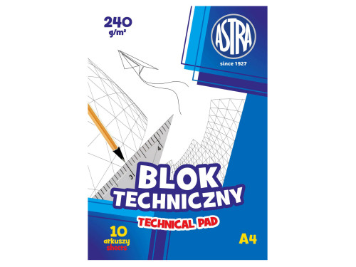 Blok techniczny A4 - Astra - biały, 240 g, 10 ark.