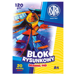 Blok rysunkowy A4 - Astra - biały, 120 g, 20 ark.