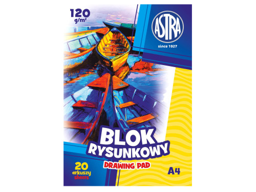 Blok rysunkowy A4 - Astra - biały, 120 g, 20 ark.