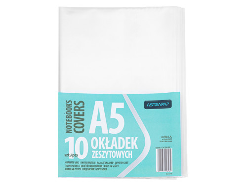 Okładki na zeszyty A5 - Astra - przezroczyste, 10 szt.