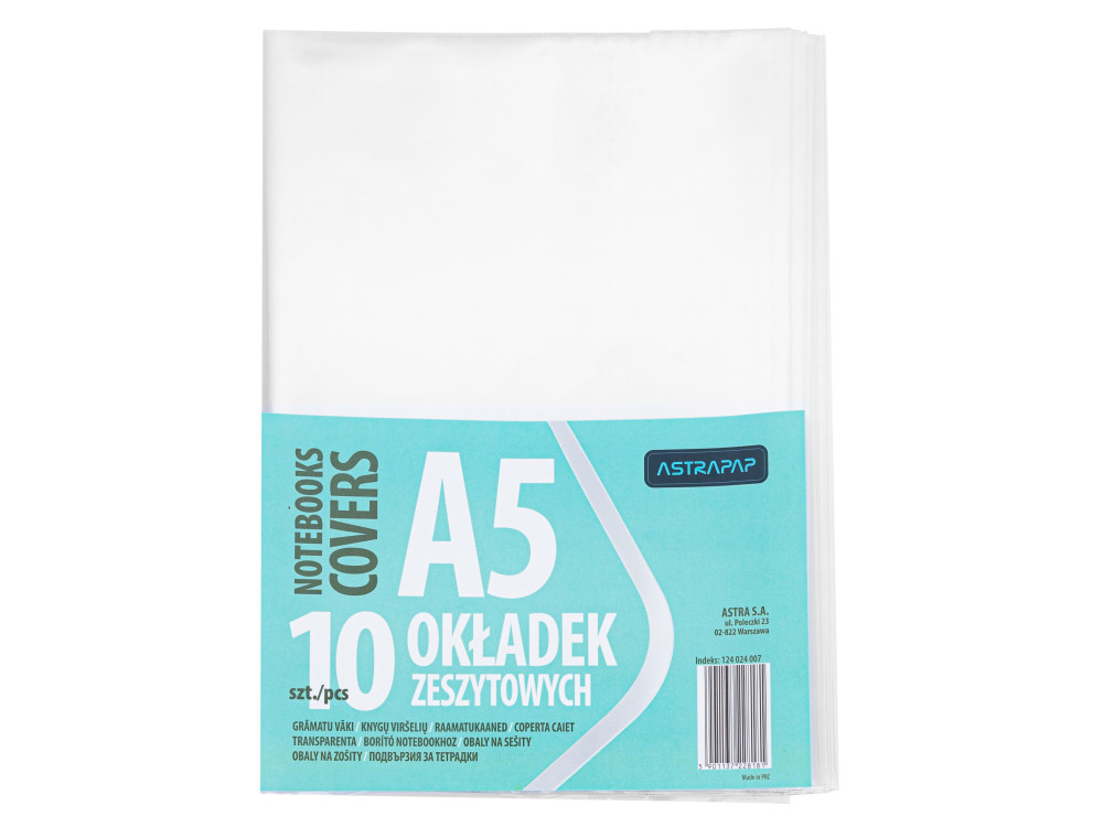 Okładki na zeszyty A5 - Astra - przezroczyste, 10 szt.
