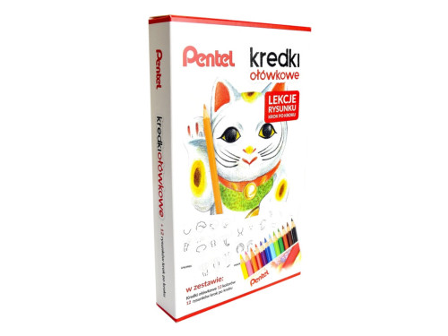 Set of colored pencils with drawing lessons - Pentel - 12 pcs.